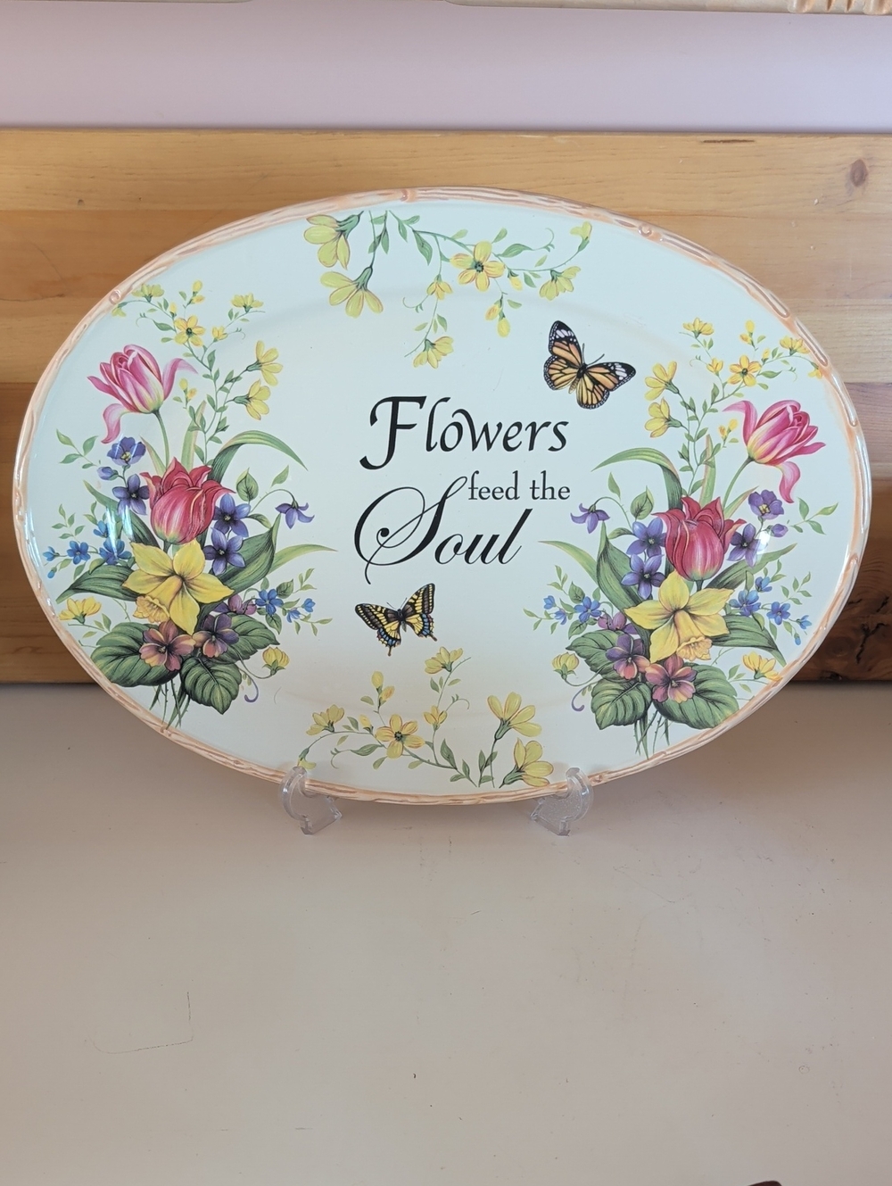 Lily Creek,Decorative Floral Oval Platter, 'Flowers Feed the Soul'.,🌟